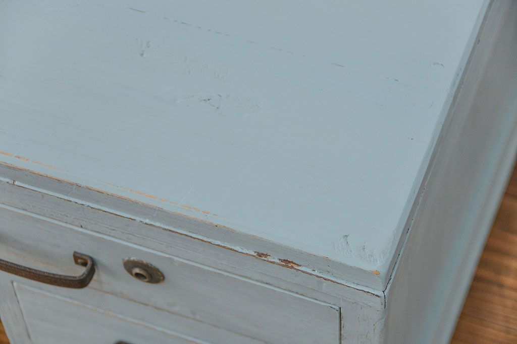 アンティーク家具　アンティークペイント 片袖机(テーブル、作業台)