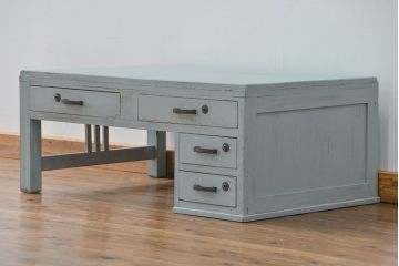 アンティーク家具　アンティークペイント 片袖机(テーブル、作業台)