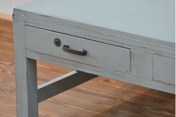 アンティーク家具　アンティークペイント 片袖机(テーブル、作業台)