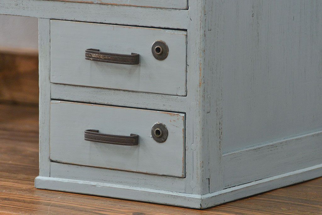 アンティーク家具　アンティークペイント 片袖机(テーブル、作業台)