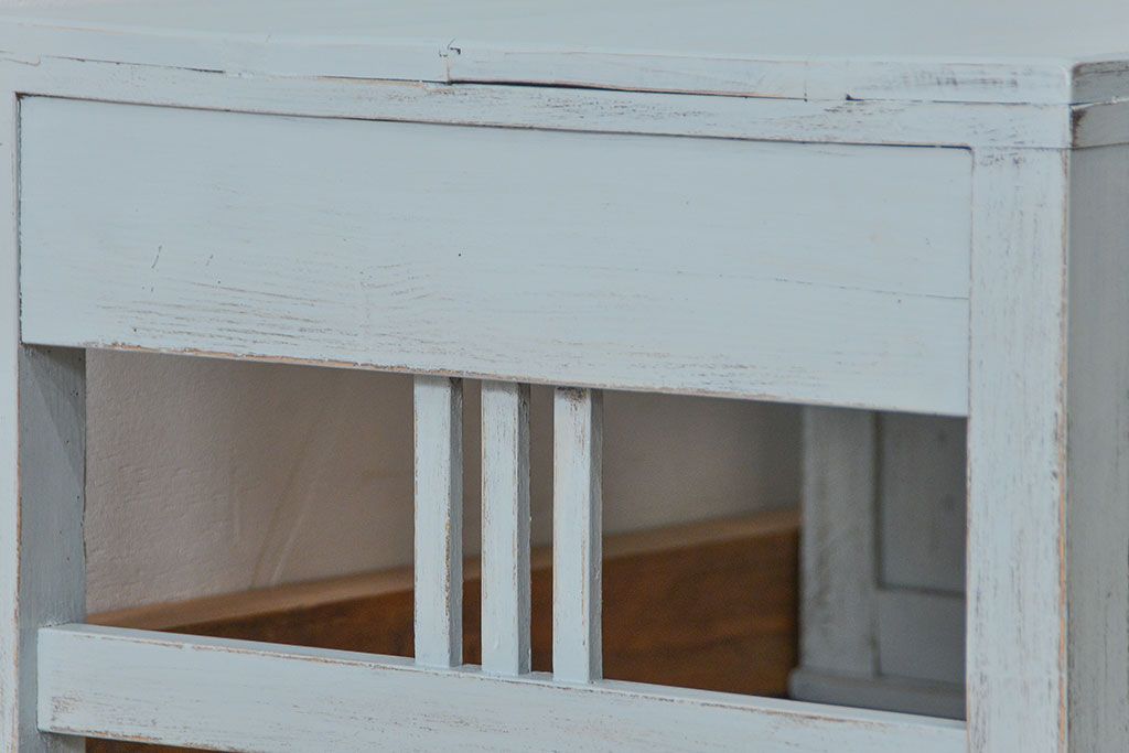 アンティーク家具　アンティークペイント 片袖机(テーブル、作業台)