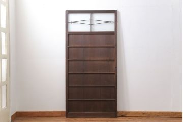 古民具・骨董 味のある横桟付きの引き戸　(ガラス戸、板戸、舞良戸)