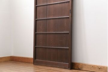 古民具・骨董 味のある横桟付きの引き戸　(ガラス戸、板戸、舞良戸)