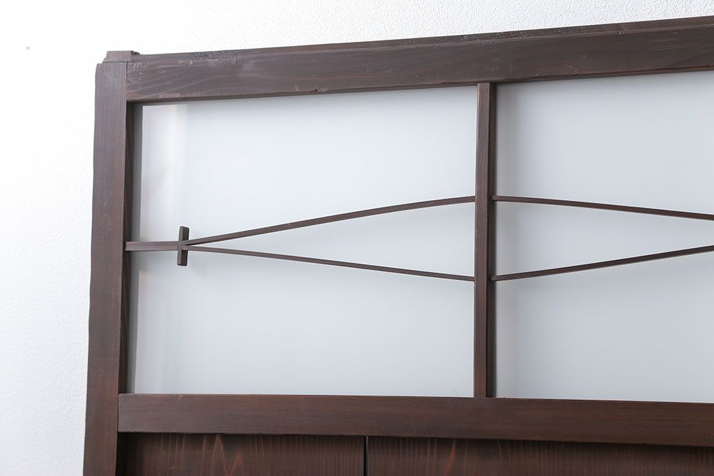 古民具・骨董 味のある横桟付きの引き戸　(ガラス戸、板戸、舞良戸)