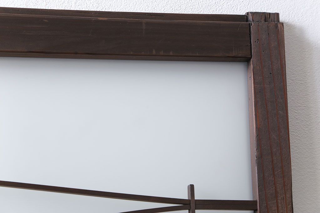 古民具・骨董 味のある横桟付きの引き戸　(ガラス戸、板戸、舞良戸)