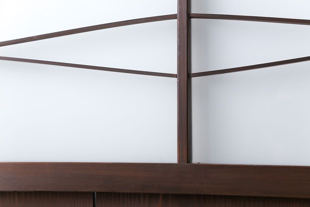 古民具・骨董 味のある横桟付きの引き戸　(ガラス戸、板戸、舞良戸)