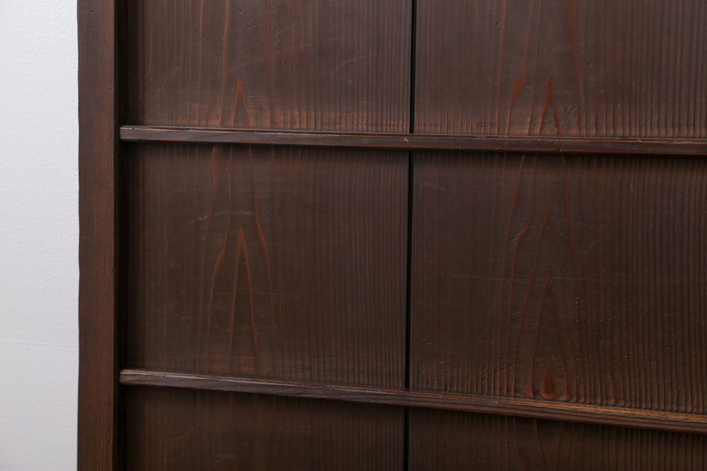 古民具・骨董 味のある横桟付きの引き戸　(ガラス戸、板戸、舞良戸)