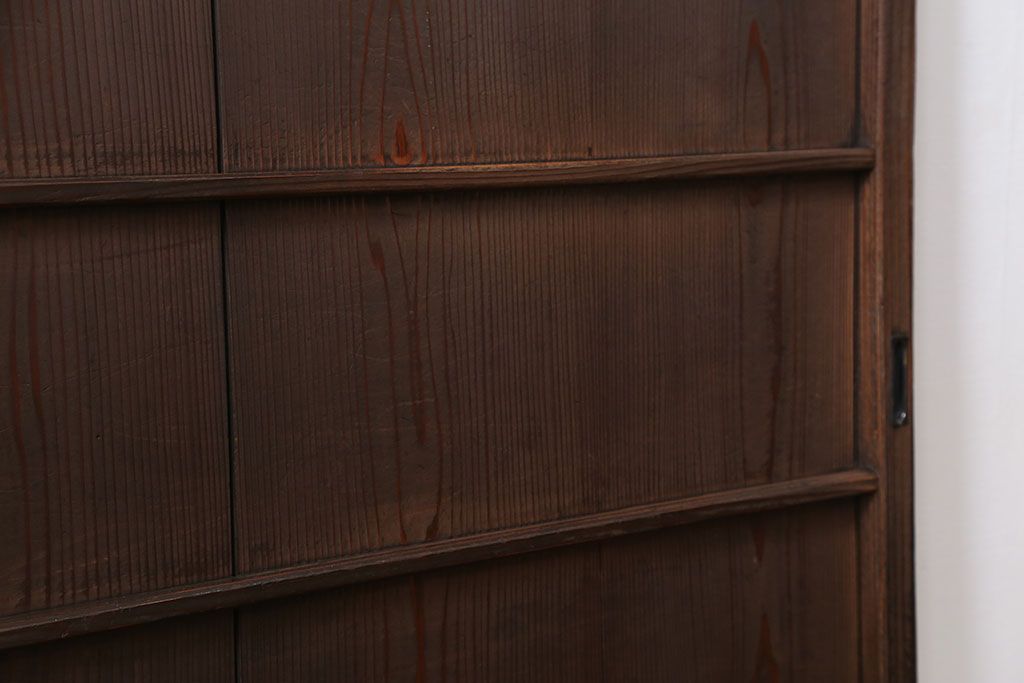 古民具・骨董 味のある横桟付きの引き戸　(ガラス戸、板戸、舞良戸)