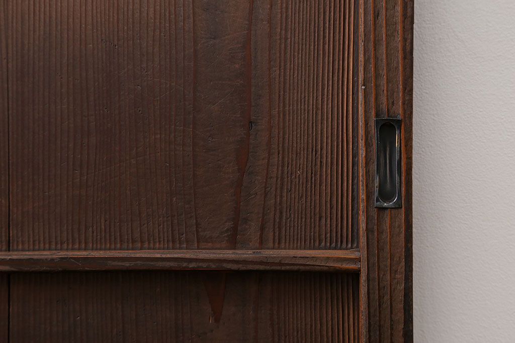 古民具・骨董 味のある横桟付きの引き戸　(ガラス戸、板戸、舞良戸)