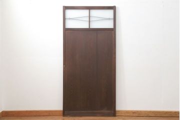 古民具・骨董 味のある横桟付きの引き戸　(ガラス戸、板戸、舞良戸)
