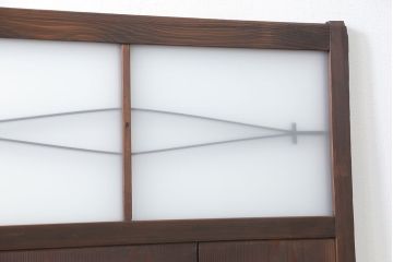 古民具・骨董 味のある横桟付きの引き戸　(ガラス戸、板戸、舞良戸)