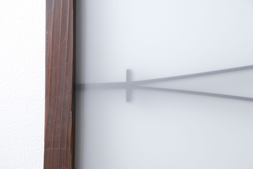 古民具・骨董 味のある横桟付きの引き戸　(ガラス戸、板戸、舞良戸)