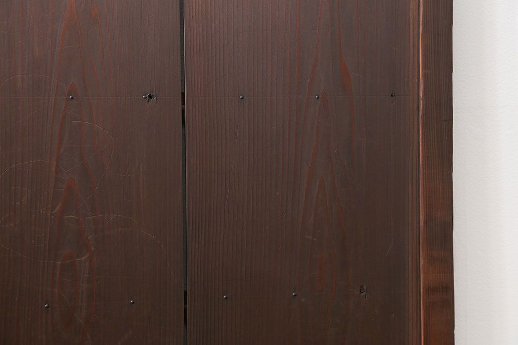 古民具・骨董 味のある横桟付きの引き戸　(ガラス戸、板戸、舞良戸)