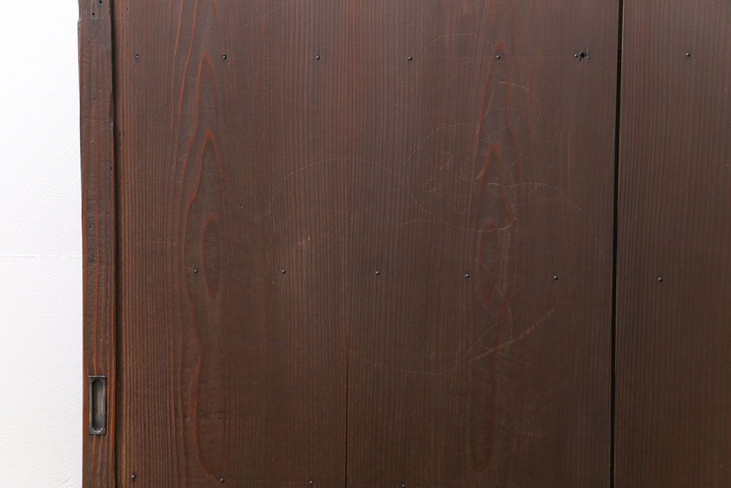 古民具・骨董 味のある横桟付きの引き戸　(ガラス戸、板戸、舞良戸)