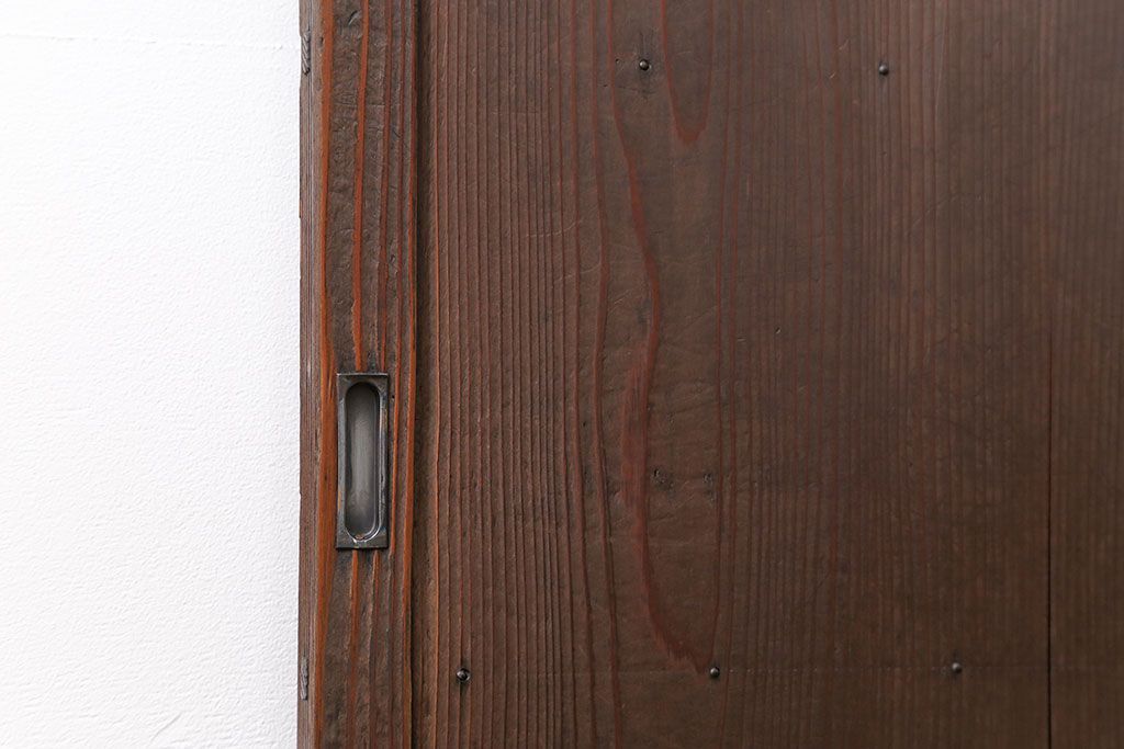 古民具・骨董 味のある横桟付きの引き戸　(ガラス戸、板戸、舞良戸)