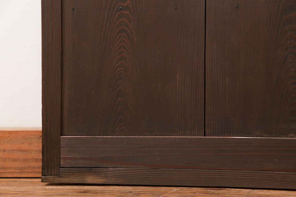 古民具・骨董 味のある横桟付きの引き戸　(ガラス戸、板戸、舞良戸)