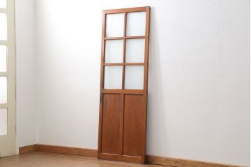 昭和レトロ すりガラス入りのシンプルなガラス戸(1)　(引き戸)