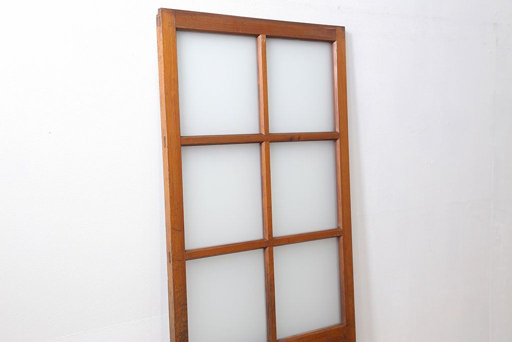 昭和レトロ すりガラス入りのシンプルなガラス戸(1)　(引き戸)