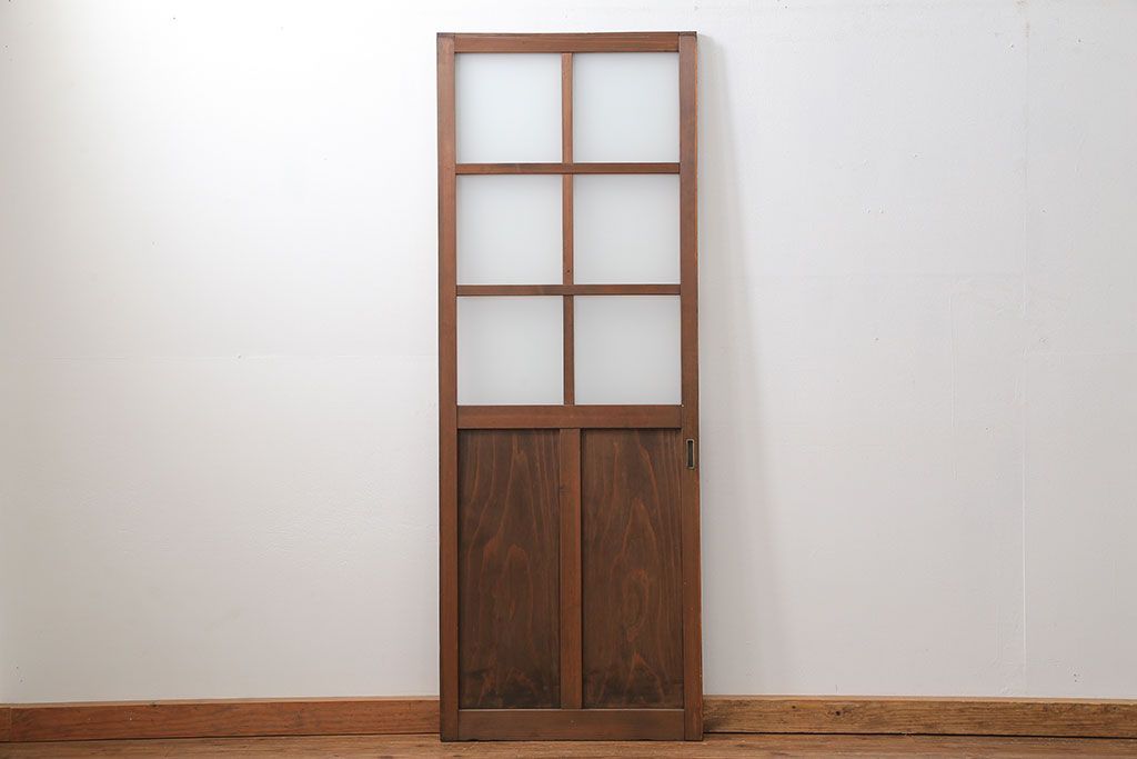 昭和レトロ すりガラス入りのシンプルなガラス戸(1)　(引き戸)