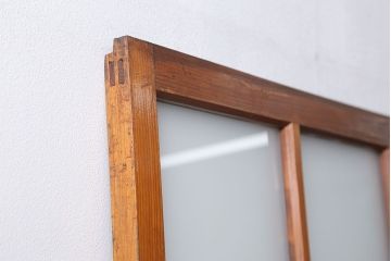 昭和レトロ すりガラス入りのシンプルなガラス戸(1)　(引き戸)