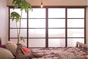 昭和レトロ モールガラス入りのシンプルなガラス戸　4枚セット　(引き戸)