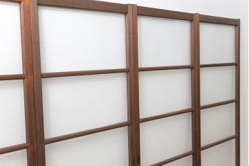 昭和レトロ モールガラス入りのシンプルなガラス戸　4枚セット　(引き戸)