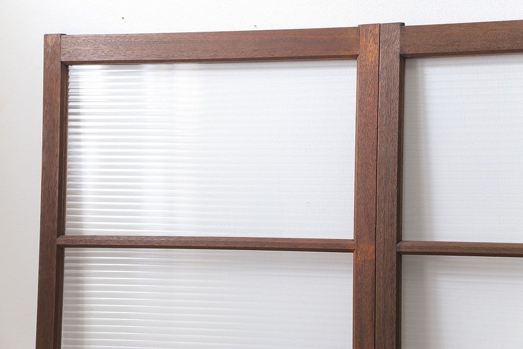 昭和レトロ モールガラス入りのシンプルなガラス戸　4枚セット　(引き戸)