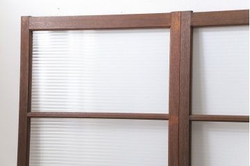 昭和レトロ モールガラス入りのシンプルなガラス戸　4枚セット　(引き戸)