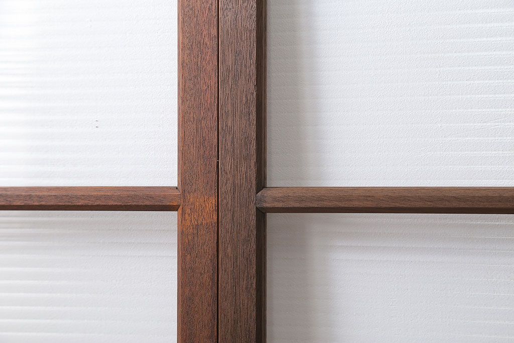 昭和レトロ モールガラス入りのシンプルなガラス戸　4枚セット　(引き戸)