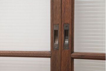 昭和レトロ モールガラス入りのシンプルなガラス戸　4枚セット　(引き戸)