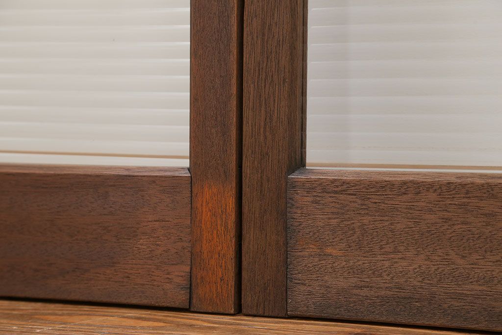 昭和レトロ モールガラス入りのシンプルなガラス戸　4枚セット　(引き戸)