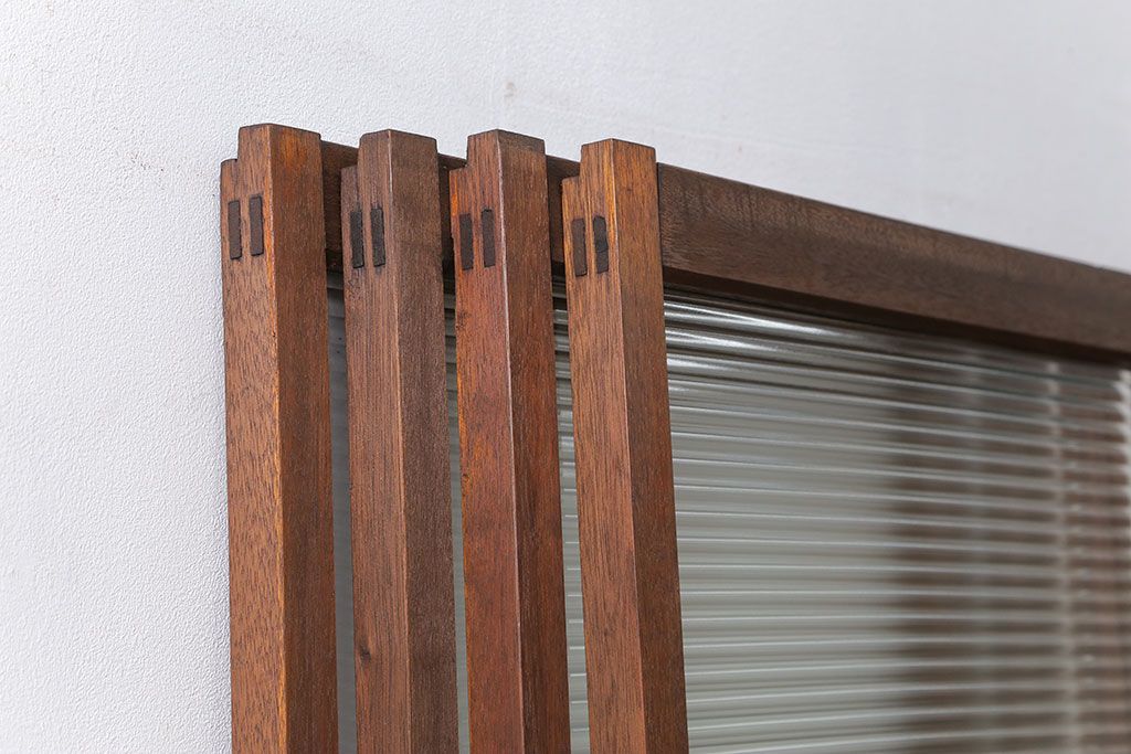 昭和レトロ モールガラス入りのシンプルなガラス戸　4枚セット　(引き戸)