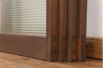 昭和レトロ モールガラス入りのシンプルなガラス戸　4枚セット　(引き戸)