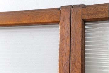 昭和レトロ モールガラス入りのシンプルなガラス戸　4枚セット　(引き戸)