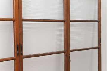 昭和レトロ モールガラス入りのシンプルなガラス戸　4枚セット　(引き戸)