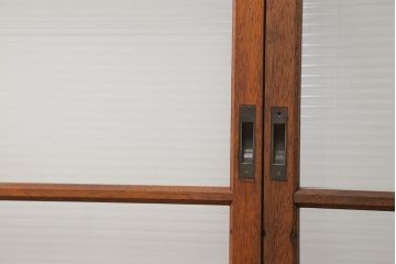 昭和レトロ モールガラス入りのシンプルなガラス戸　4枚セット　(引き戸)