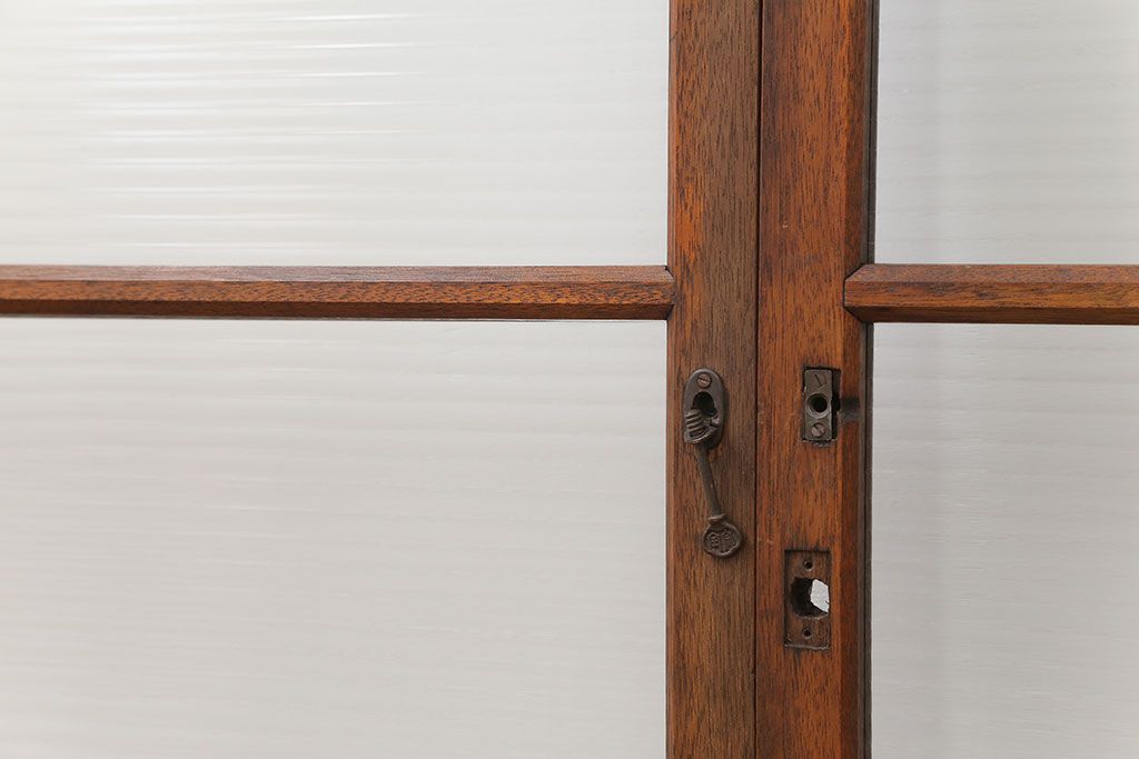 昭和レトロ モールガラス入りのシンプルなガラス戸　4枚セット　(引き戸)