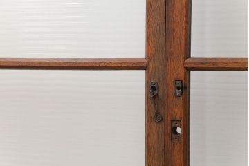 昭和レトロ モールガラス入りのシンプルなガラス戸　4枚セット　(引き戸)