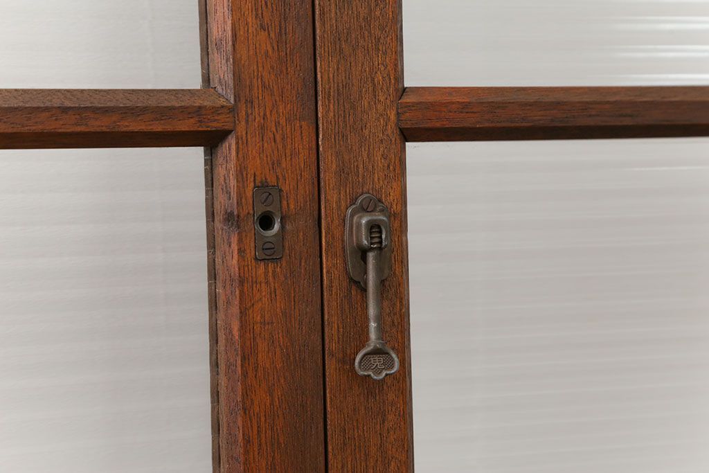 昭和レトロ モールガラス入りのシンプルなガラス戸　4枚セット　(引き戸)