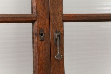 昭和レトロ モールガラス入りのシンプルなガラス戸　4枚セット　(引き戸)