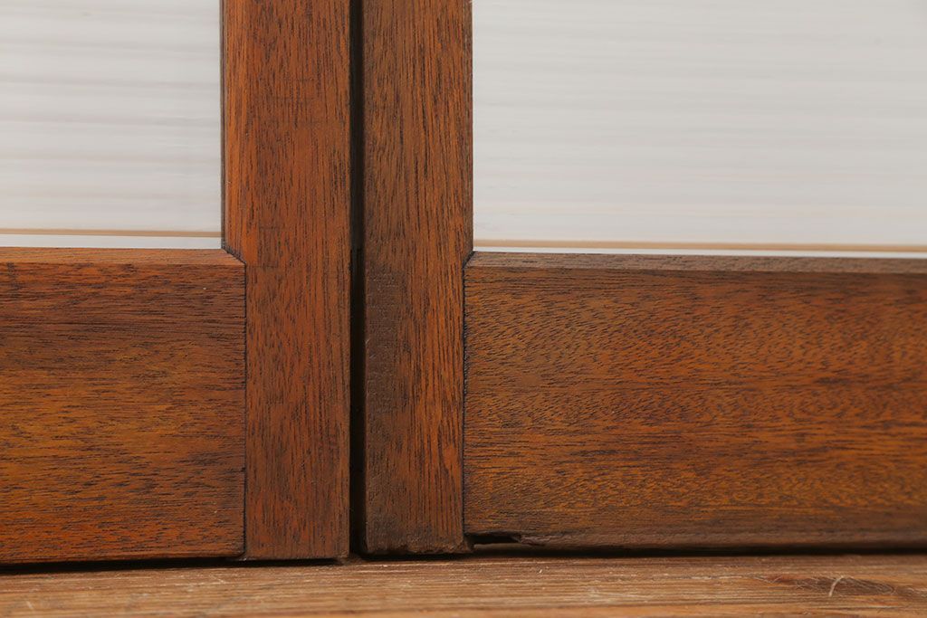 昭和レトロ モールガラス入りのシンプルなガラス戸　4枚セット　(引き戸)