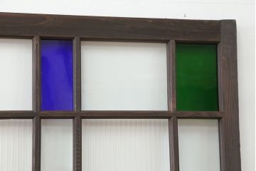 大正ロマン 古い洋館で使われていた　色ガラス引き戸　4枚セット　(ガラス戸、和風建具)