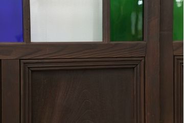 大正ロマン 古い洋館で使われていた　色ガラス引き戸　4枚セット　(ガラス戸、和風建具)