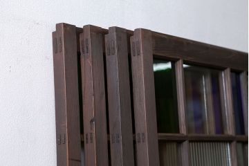 大正ロマン 古い洋館で使われていた　色ガラス引き戸　4枚セット　(ガラス戸、和風建具)