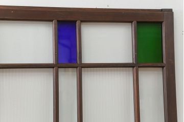 大正ロマン 古い洋館で使われていた　色ガラス引き戸　4枚セット　(ガラス戸、和風建具)