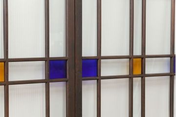 大正ロマン 古い洋館で使われていた　色ガラス引き戸　4枚セット　(ガラス戸、和風建具)