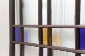 大正ロマン 古い洋館で使われていた　色ガラス引き戸　4枚セット　(ガラス戸、和風建具)