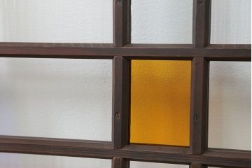 大正ロマン 古い洋館で使われていた　色ガラス引き戸　4枚セット　(ガラス戸、和風建具)