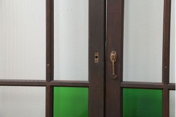 大正ロマン 古い洋館で使われていた　色ガラス引き戸　4枚セット　(ガラス戸、和風建具)