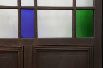 大正ロマン 古い洋館で使われていた　色ガラス引き戸　4枚セット　(ガラス戸、和風建具)